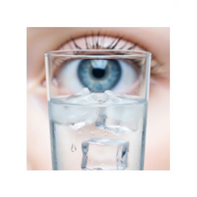 Iris though a water glass