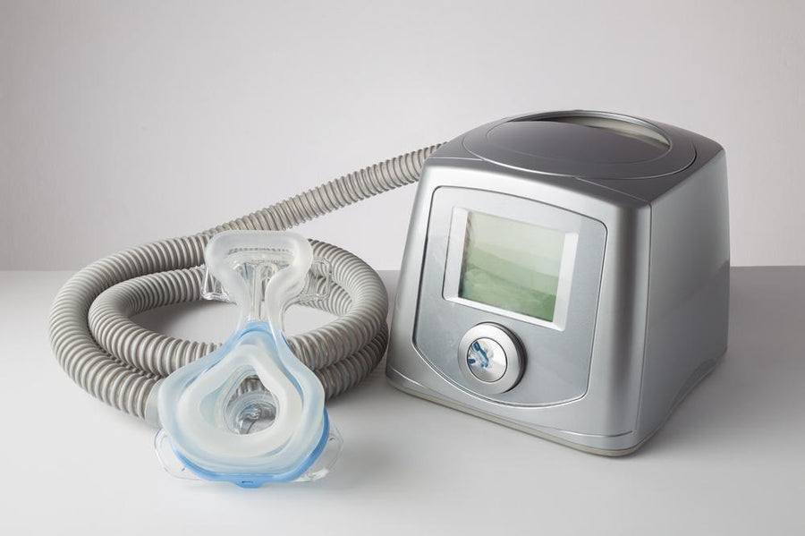 CPAP machine and nasal mask for sleep apnea treatment, dry eye relief theme