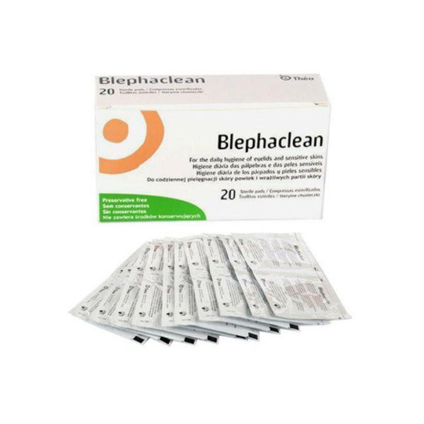 Blephaclean eyelid cleansing wipes box with individual sterile sachets for eyelid hygiene