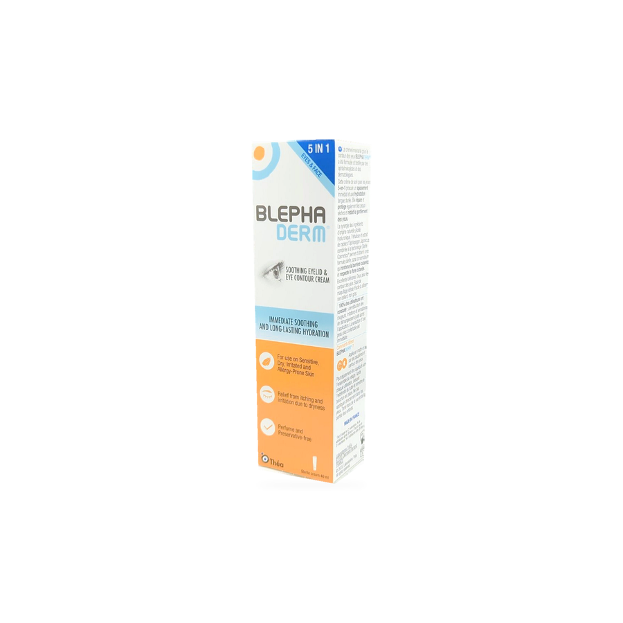 Thea Laboratories Blephaderm soothing eyelid and eye contour cream packaging.