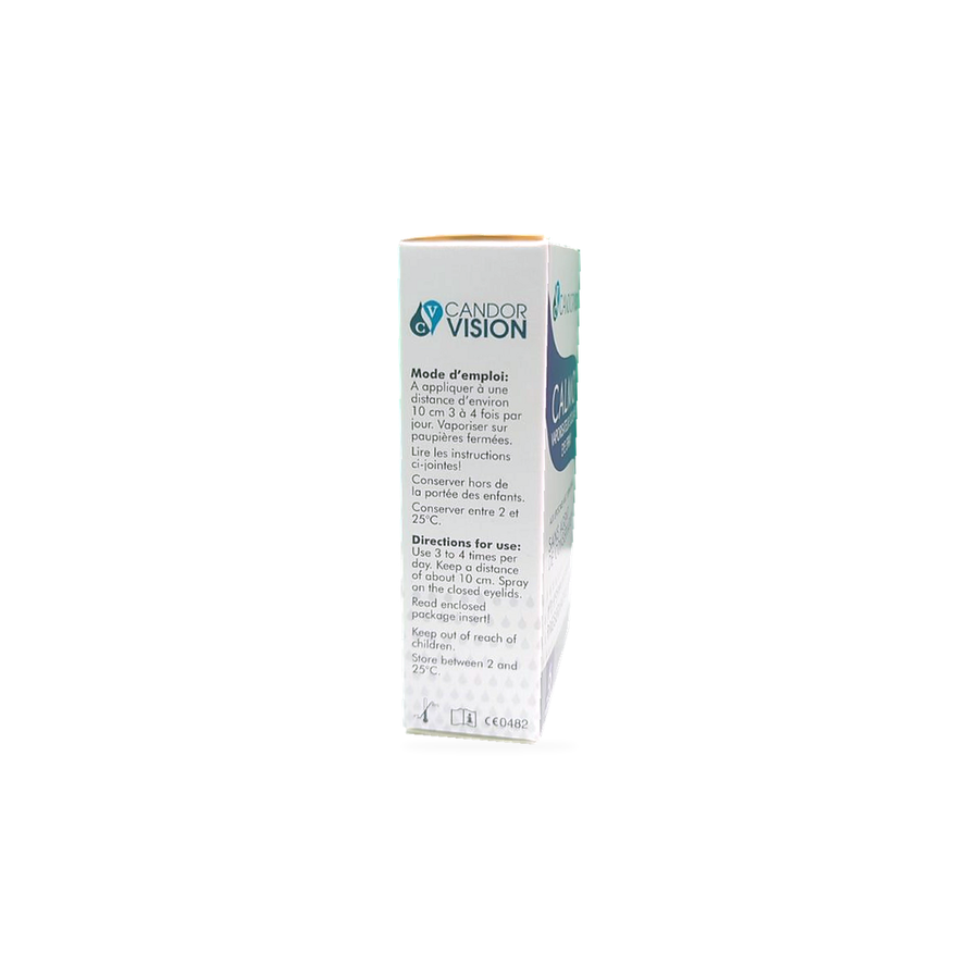 Calmo Dry Eye Spray French English  Direction Side Label Canada