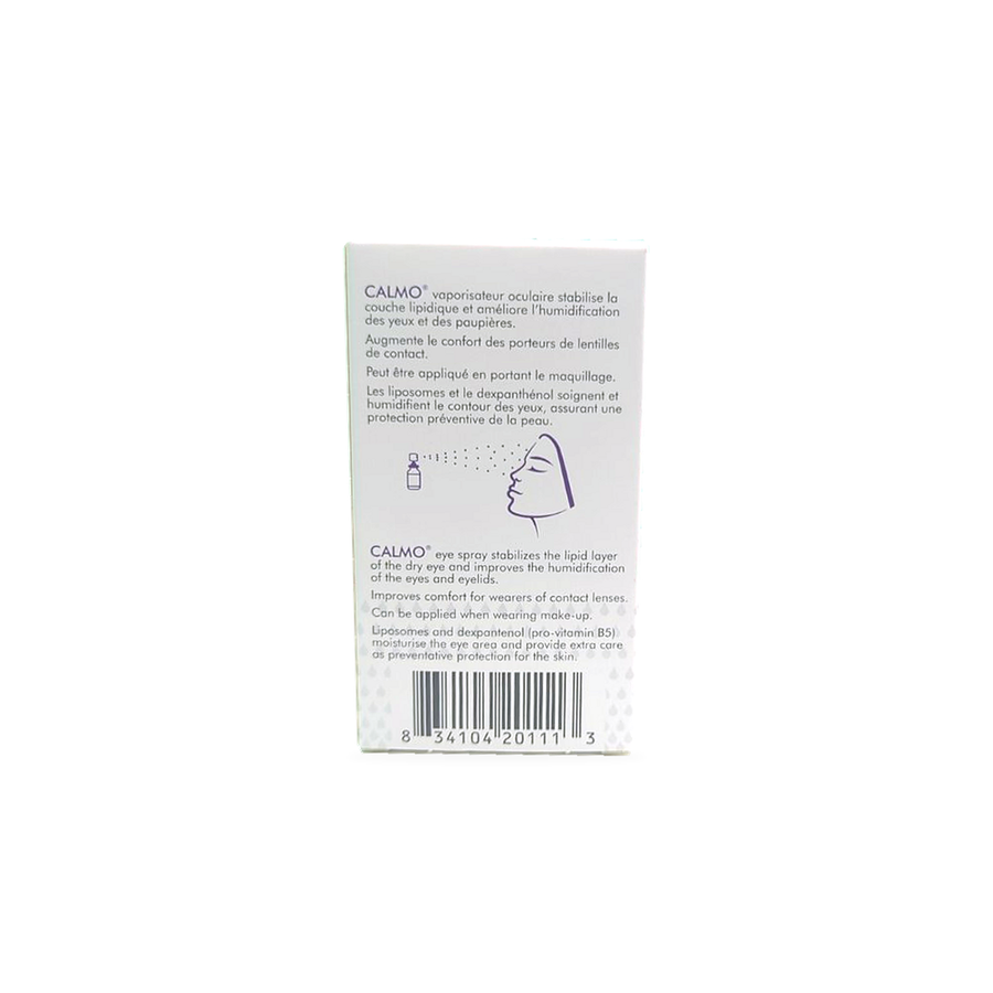 Calmo Dry Eye Spray back box french english Canada