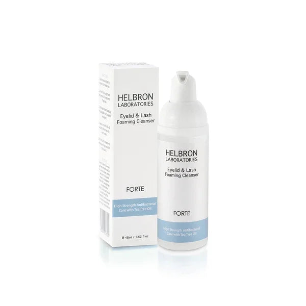 bottle of helbron forte eyelid foam for demodex