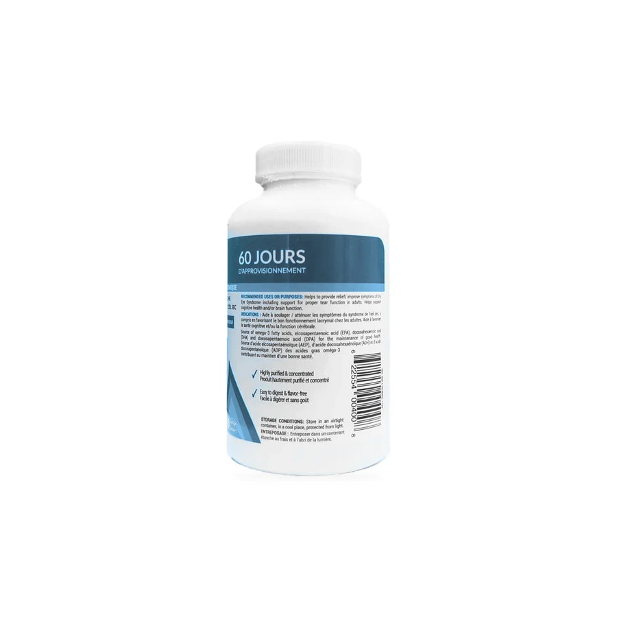 Bottle of I-MED Parma I-VU Omega 3 Plus high potency supplements for eye health.