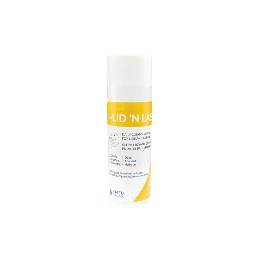 I-MED Parma I-Lid 'N Lash Daily Cleansing Gel for lids and lashes, 50ml bottle.
