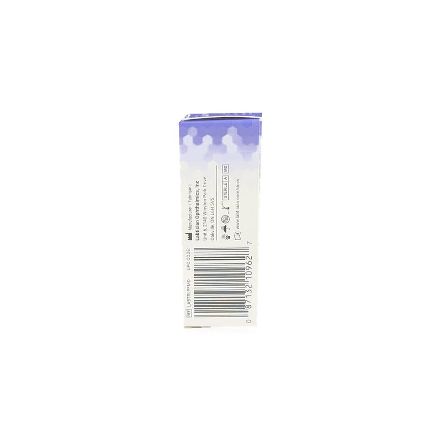 Side view of Labtician Ophthalmics LAB Triactiv anti-evaporation eye drop packaging.