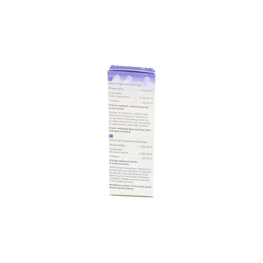 Labtician Ophthalmics Triactiv anti-evaporation eye drops packaging with ingredients list.
