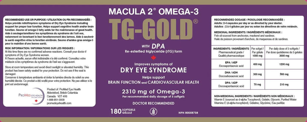 TG-Gold Omega 3 with DPA (180) - Ultra High potency softgels - mEYEspa