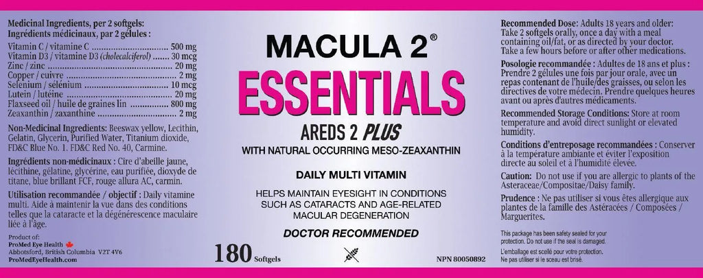 AREDS2 Macula Eye Vitamin Private Label | 720tabs (ANNUAL Supply) - mEYEspa