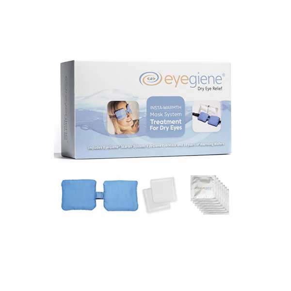 eyegiene dry eye relief mask system with blue warming eye mask and replacement pads