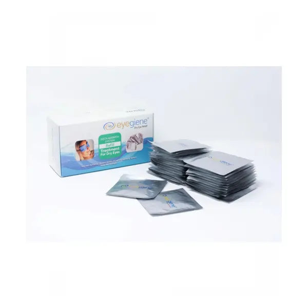 Eyegiene self-heating eye mask refill box with individual foil packets