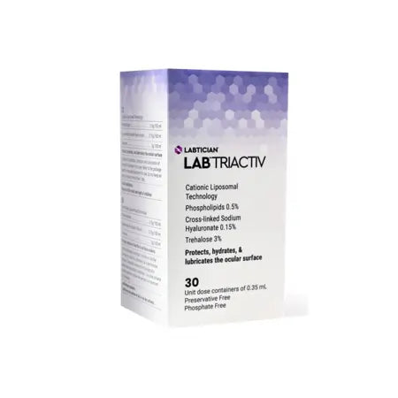 LAB TRI ACTIV single-use eye drops box for dry eye, 30 unit dose containers