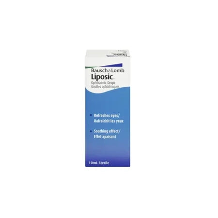 Bausch & Lomb Liposic eye drop container on a white background