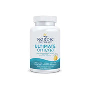 Ultimate Omega supplement bottle with clear label, ideal for dry eye and eye health support.
