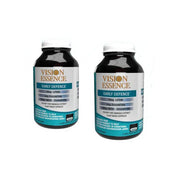 Two bottles of Vision Essence Early Defence eye health supplements with lutein and zeaxanthin for macular health.