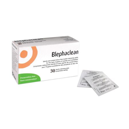 Blephaclean eyelid cleansing wipes box with sachets for blepharitis and dry eye care