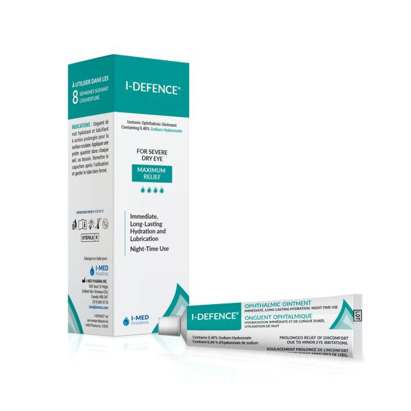 I-Defence ophthalmic ointment for severe dry eye, box and tube, night-time use
