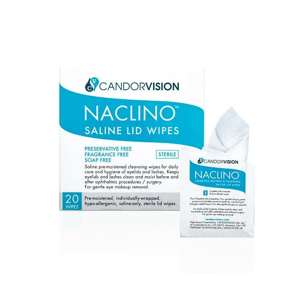 Naclino Saline Large Lid Wipes | 20 pack